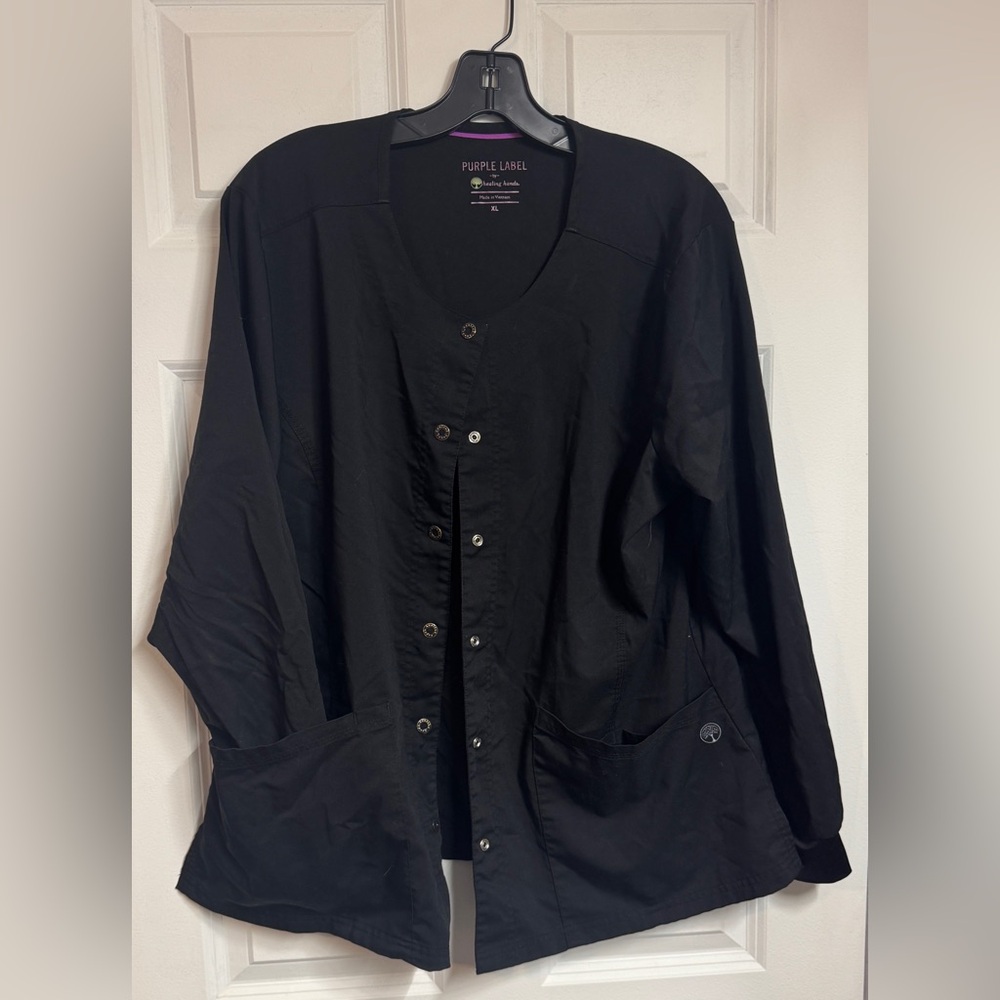 Purple Label by Healing Hands Black Scrub Jacket
